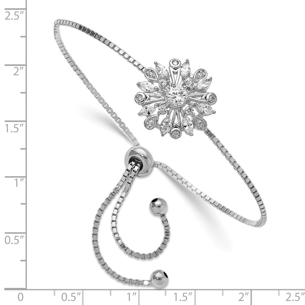 Sterlingsilber Rhodiniert Blumen Zirkonia Verstellbar Bolo Armband