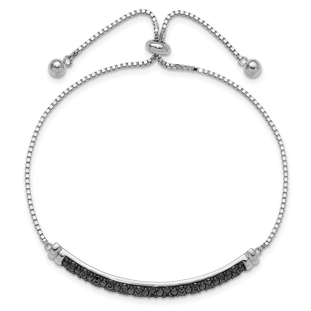 Sterlingsilber Rhodiniert Schwarz Spinell Stab Verstellbar Armband