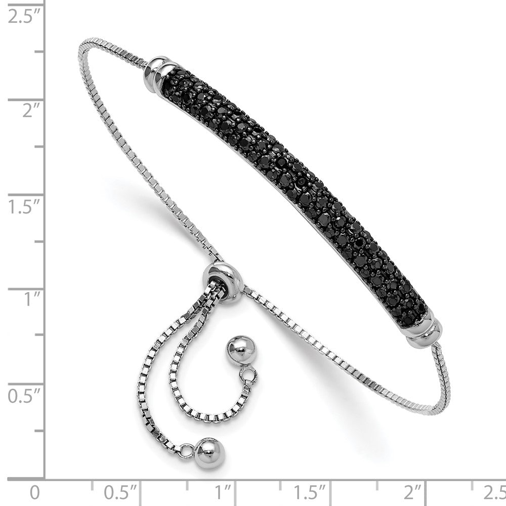 Sterlingsilber Rhodiniert Schwarz Spinell Stab Verstellbar Armband
