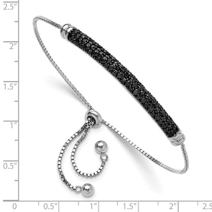 Sterlingsilber Rhodiniert Schwarz Spinell Stab Verstellbar Armband