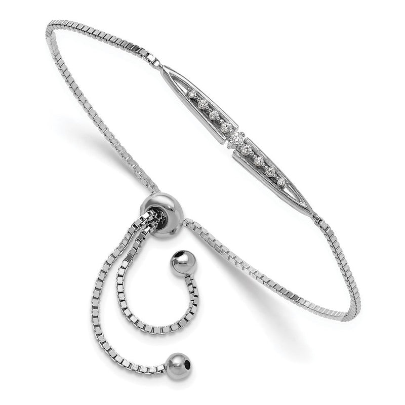 Sterlingsilber Rhodiniert Fantasie Zirkonia Verstellbar Bolo Armband