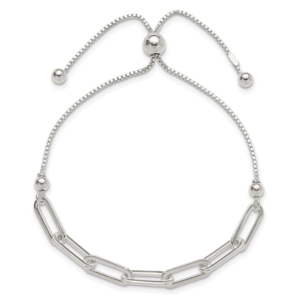 Sterlingsilber Poliert Büroklammer Glieder Verstellbar Armband