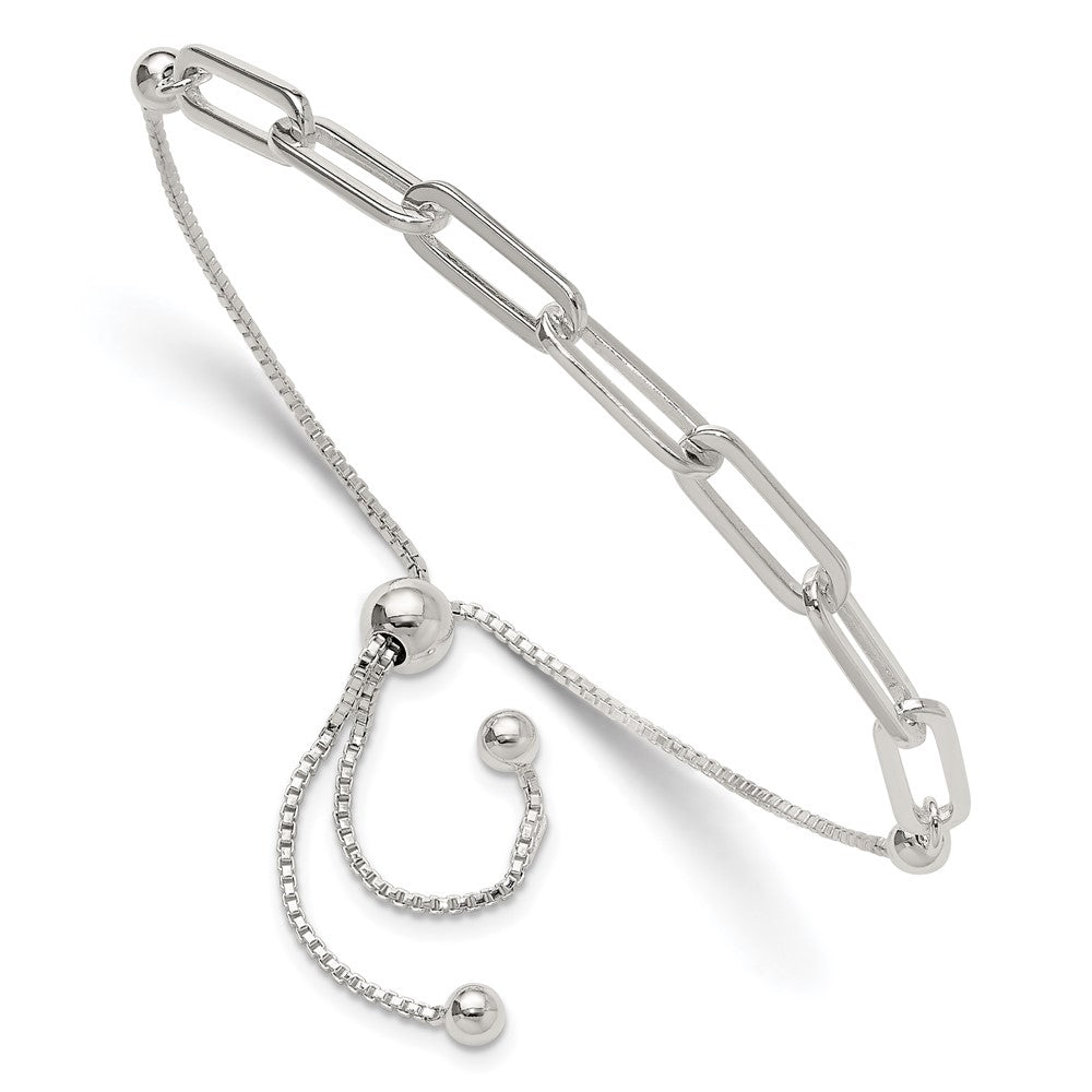 Sterlingsilber Poliert Büroklammer Glieder Verstellbar Armband