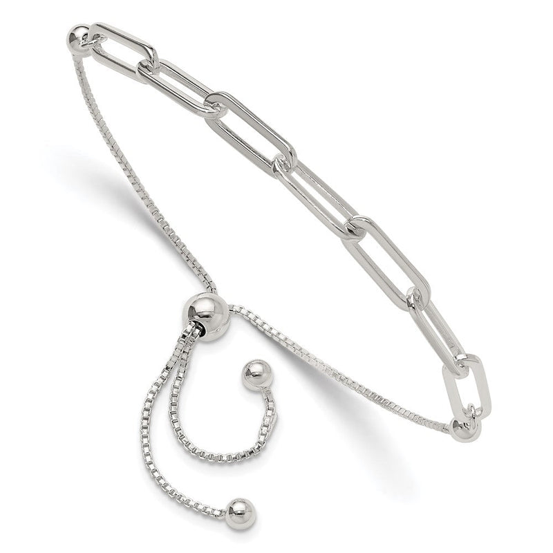 Sterlingsilber Poliert Büroklammer Glieder Verstellbar Armband