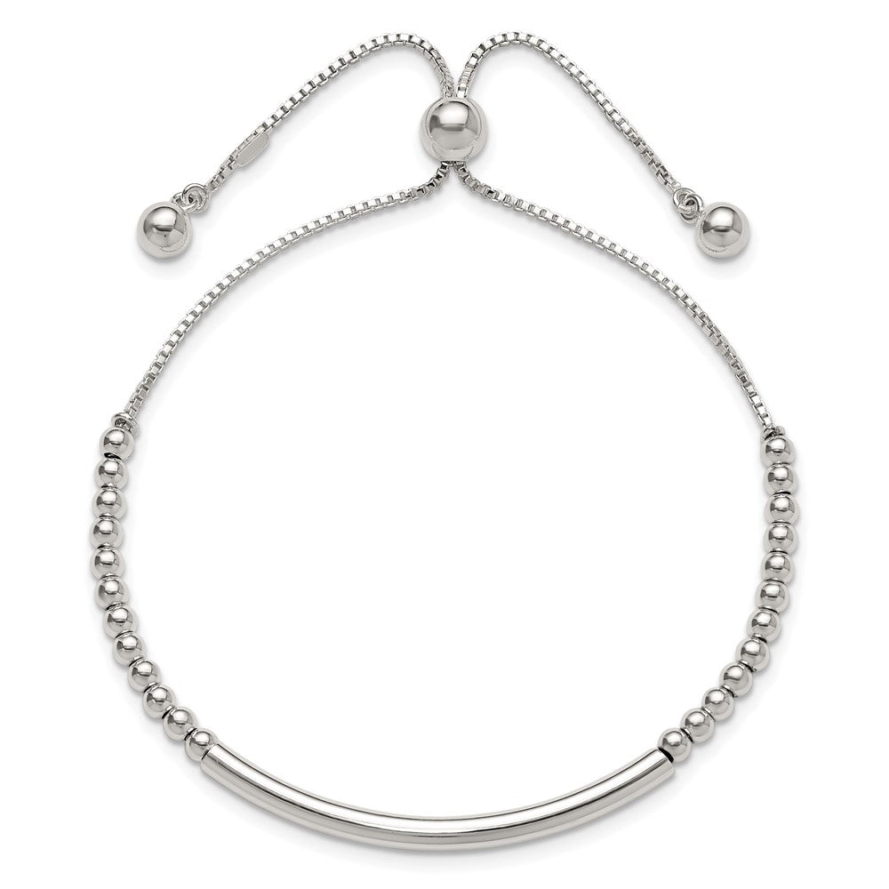 Sterlingsilber Poliert Stab Gekugelt Verstellbar Armband