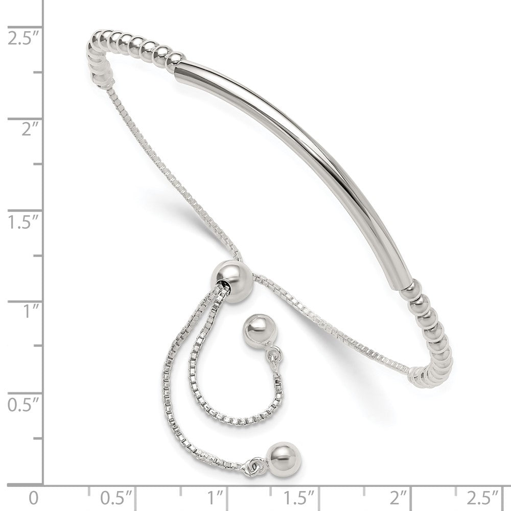 Sterlingsilber Poliert Stab Gekugelt Verstellbar Armband