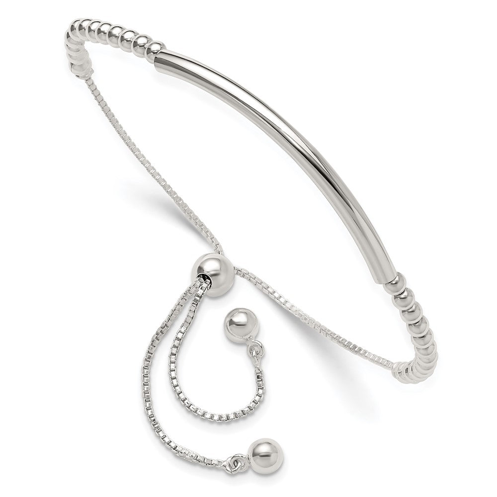 Sterlingsilber Poliert Stab Gekugelt Verstellbar Armband