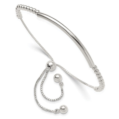 Sterlingsilber Poliert Stab Gekugelt Verstellbar Armband