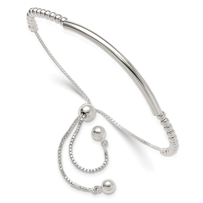 Sterlingsilber Poliert Stab Gekugelt Verstellbar Armband