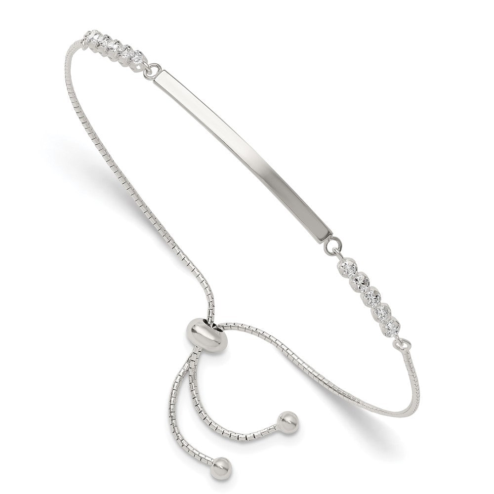 Sterlingsilber mit Zirkonia Verstellbar Id Armband