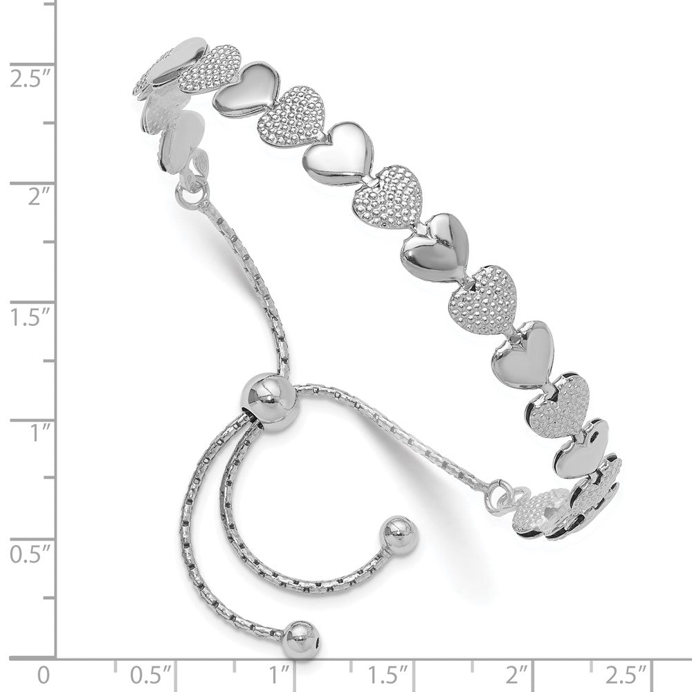 Sterlingsilber Rhodiniert Verstellbar Bolo Herzen Armband