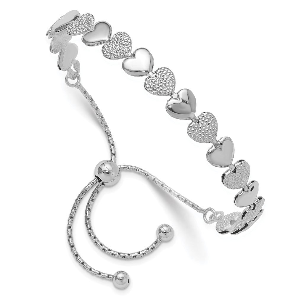 Sterlingsilber Rhodiniert Verstellbar Bolo Herzen Armband