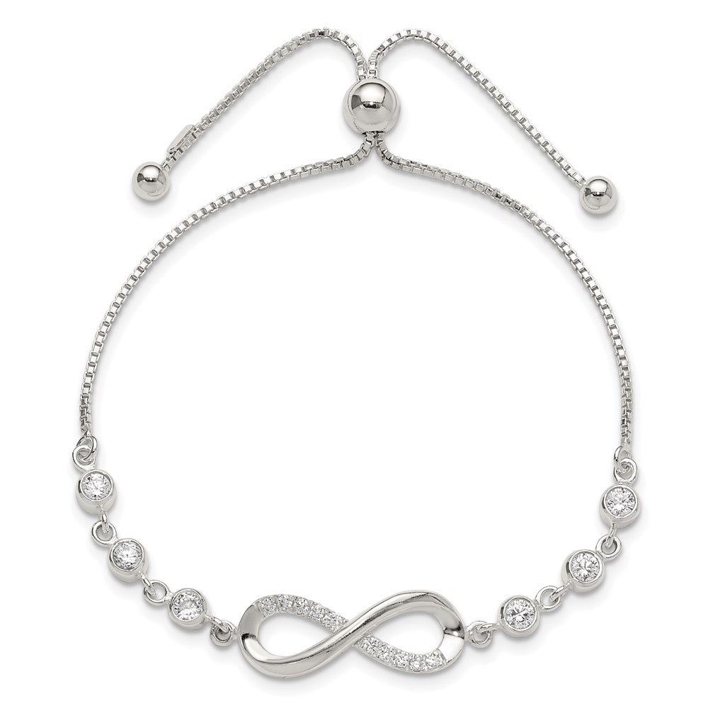 Sterlingsilber Poliert Zirkonia Unendlichkeit Verstellbar Armband