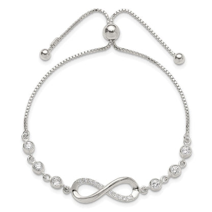 Sterlingsilber Poliert Zirkonia Unendlichkeit Verstellbar Armband