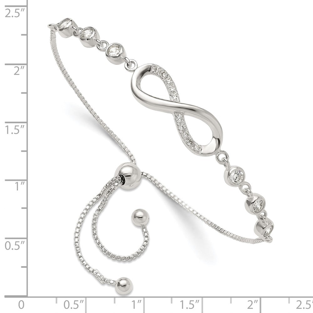Sterlingsilber Poliert Zirkonia Unendlichkeit Verstellbar Armband
