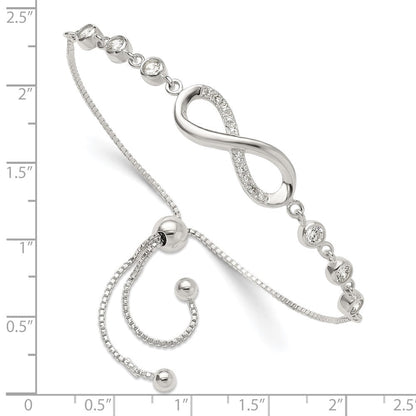 Sterlingsilber Poliert Zirkonia Unendlichkeit Verstellbar Armband