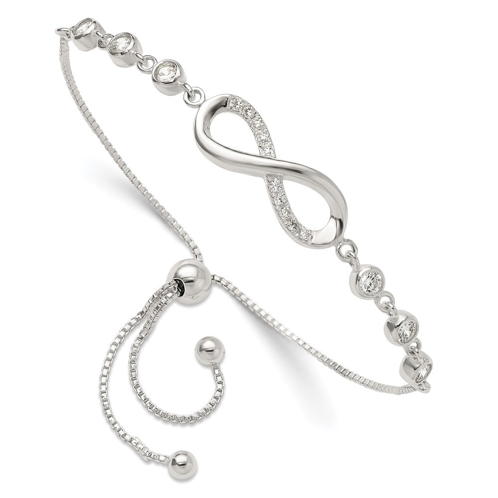 Sterlingsilber Poliert Zirkonia Unendlichkeit Verstellbar Armband