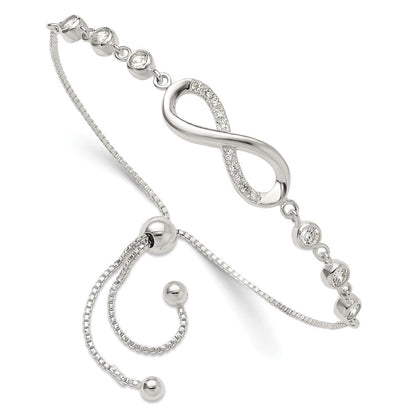 Sterlingsilber Poliert Zirkonia Unendlichkeit Verstellbar Armband