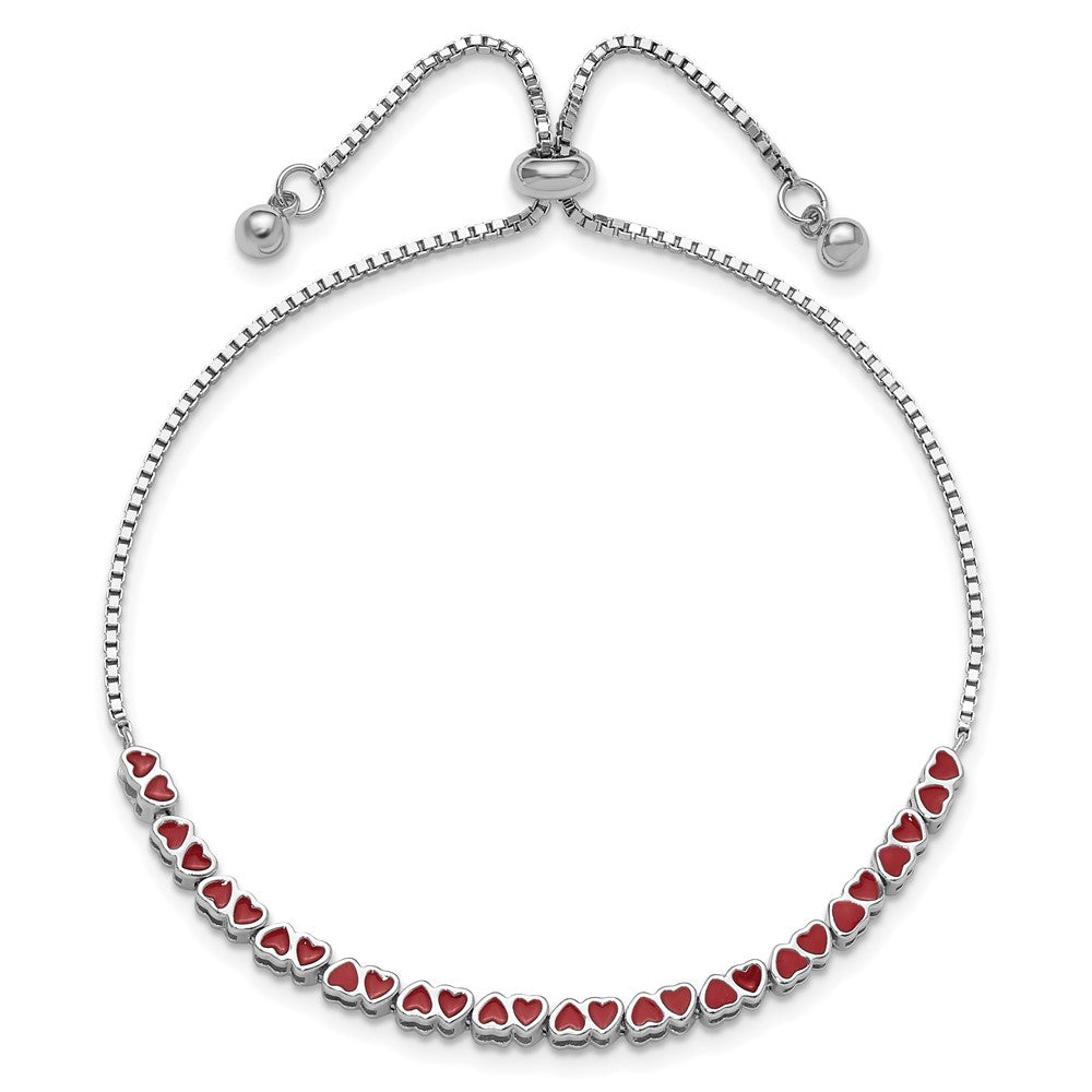 Sterlingsilber Rhodiniert Emailliert Herzen Verstellbar Armband