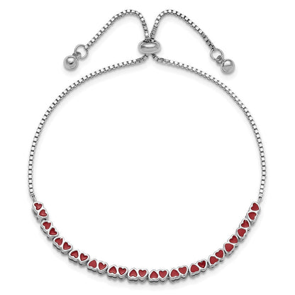 Sterlingsilber Rhodiniert Emailliert Herzen Verstellbar Armband