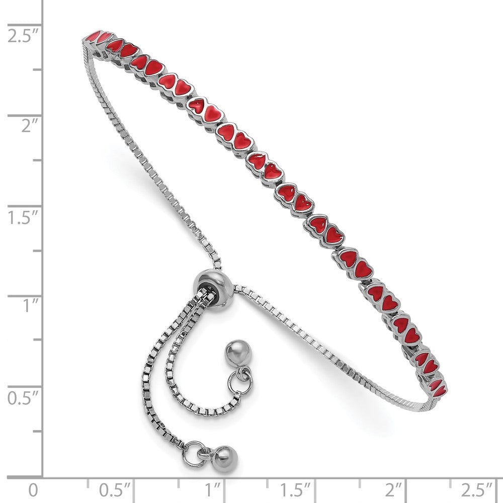 Sterlingsilber Rhodiniert Emailliert Herzen Verstellbar Armband