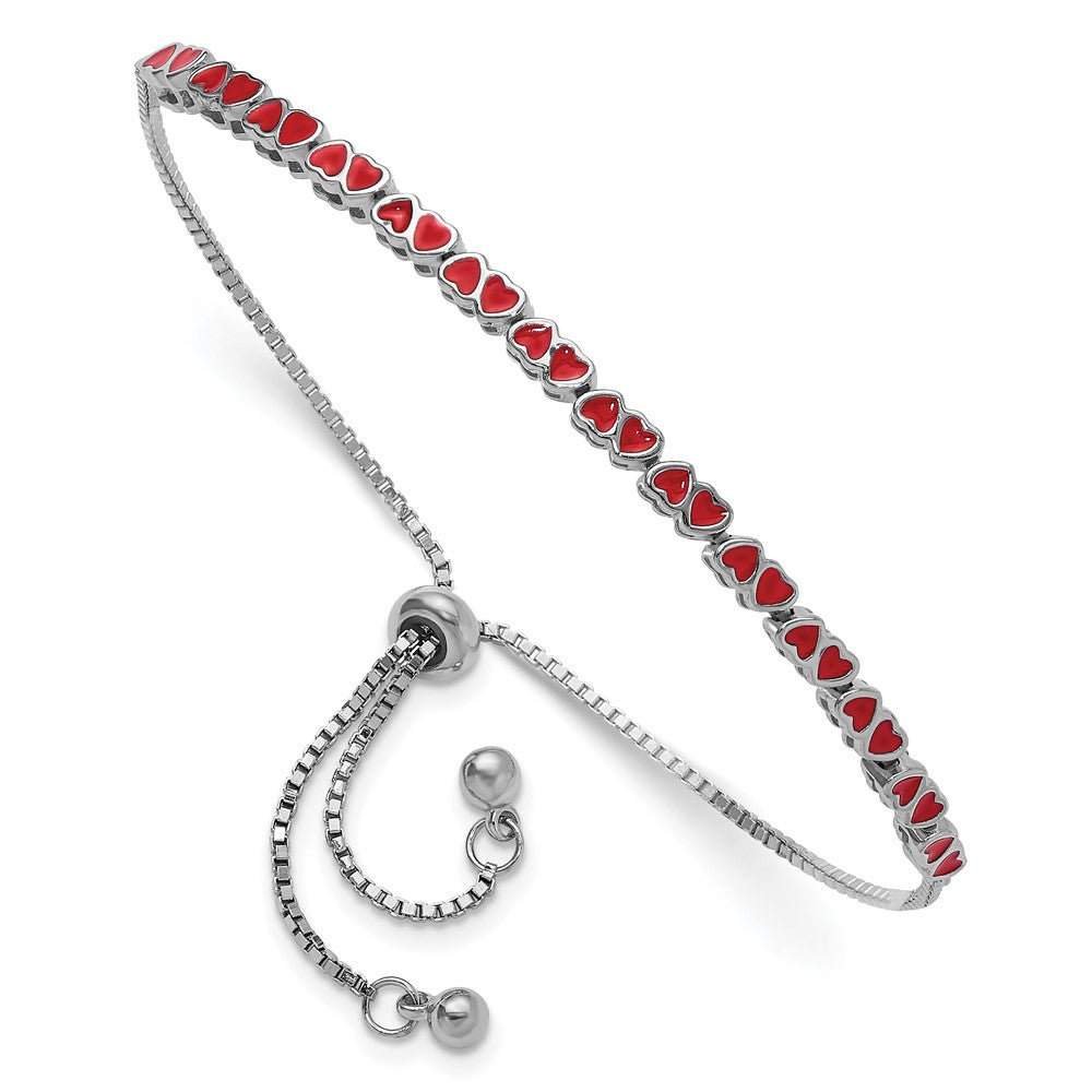 Sterlingsilber Rhodiniert Emailliert Herzen Verstellbar Armband