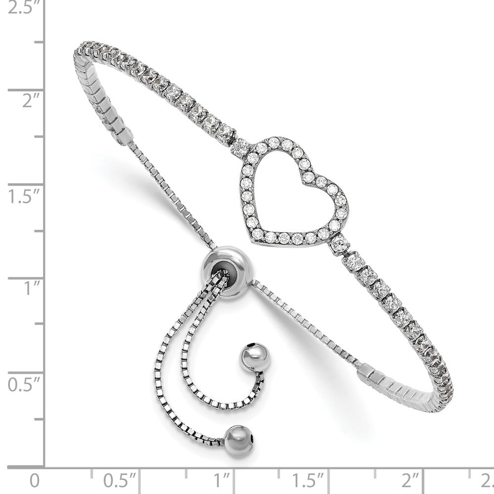 Sterlingsilber Rhodiniert Zirkonia Herz Verstellbar Armband