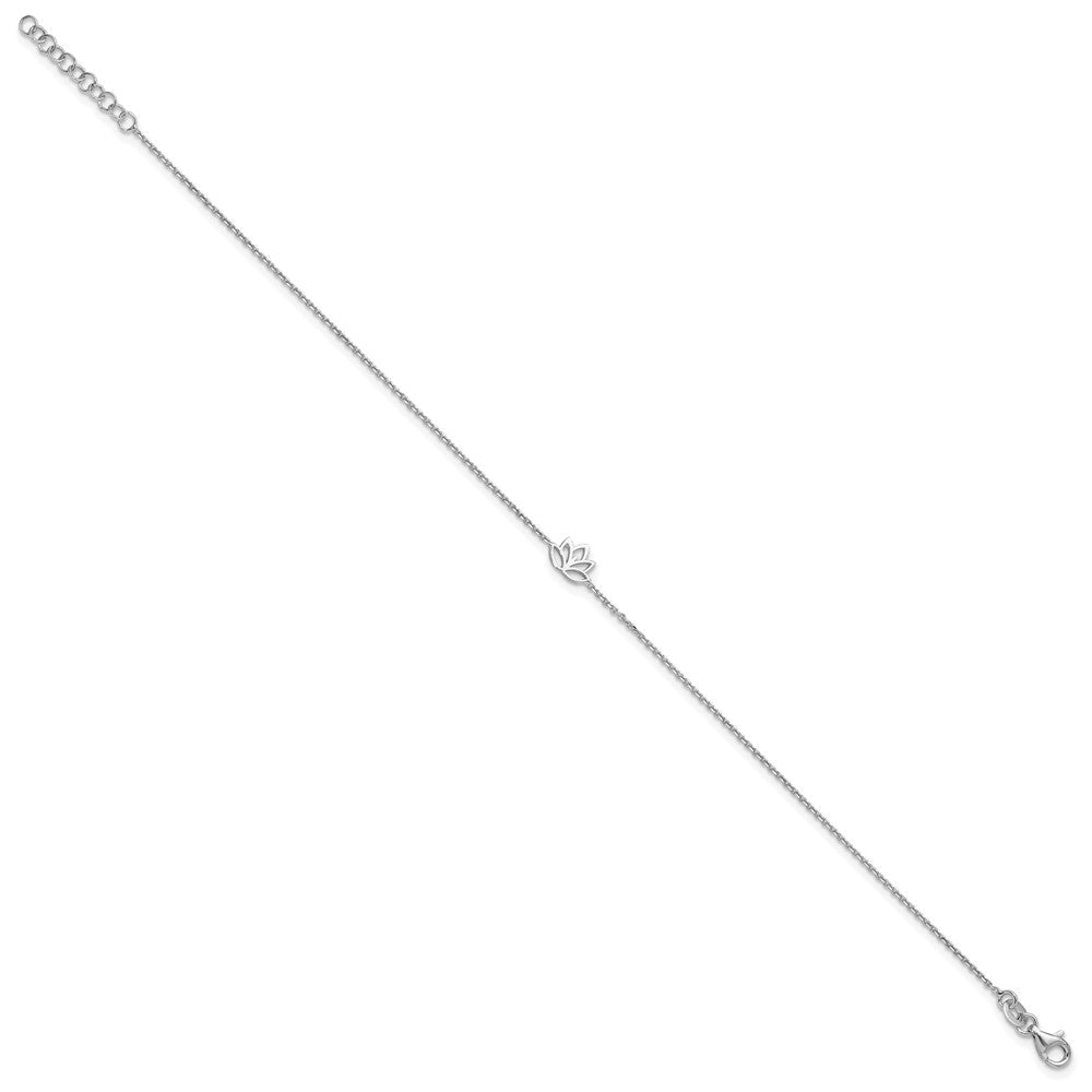 Sterlingsilber Rhodiniert Louts Blume 9 Zoll Plus 1 Zoll Verlängerung. Fußkettchen