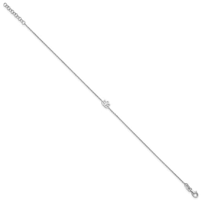 Sterlingsilber Rhodiniert Louts Blume 9 Zoll Plus 1 Zoll Verlängerung. Fußkettchen