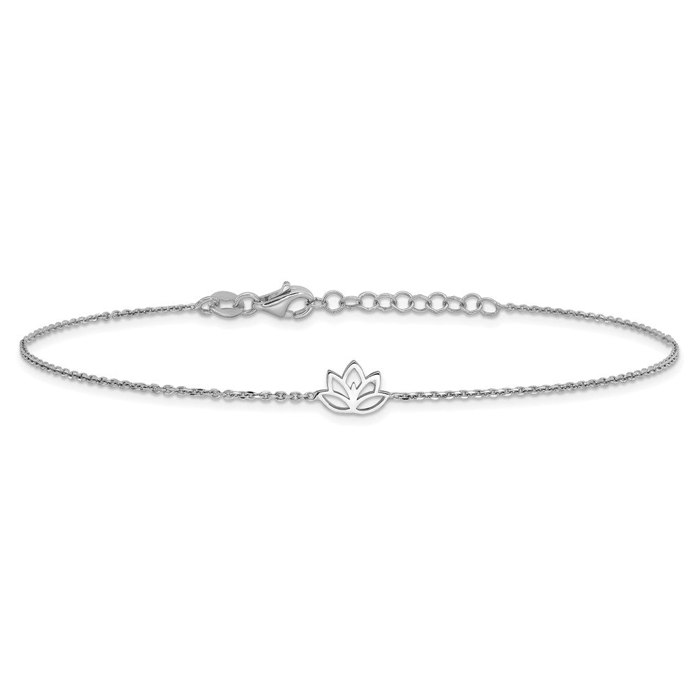 Sterlingsilber Rhodiniert Louts Blume 9 Zoll Plus 1 Zoll Verlängerung. Fußkettchen
