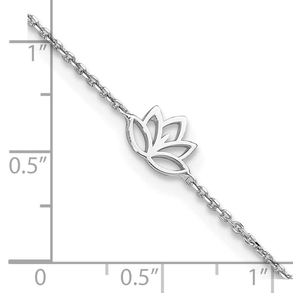 Sterlingsilber Rhodiniert Louts Blume 9 Zoll Plus 1 Zoll Verlängerung. Fußkettchen