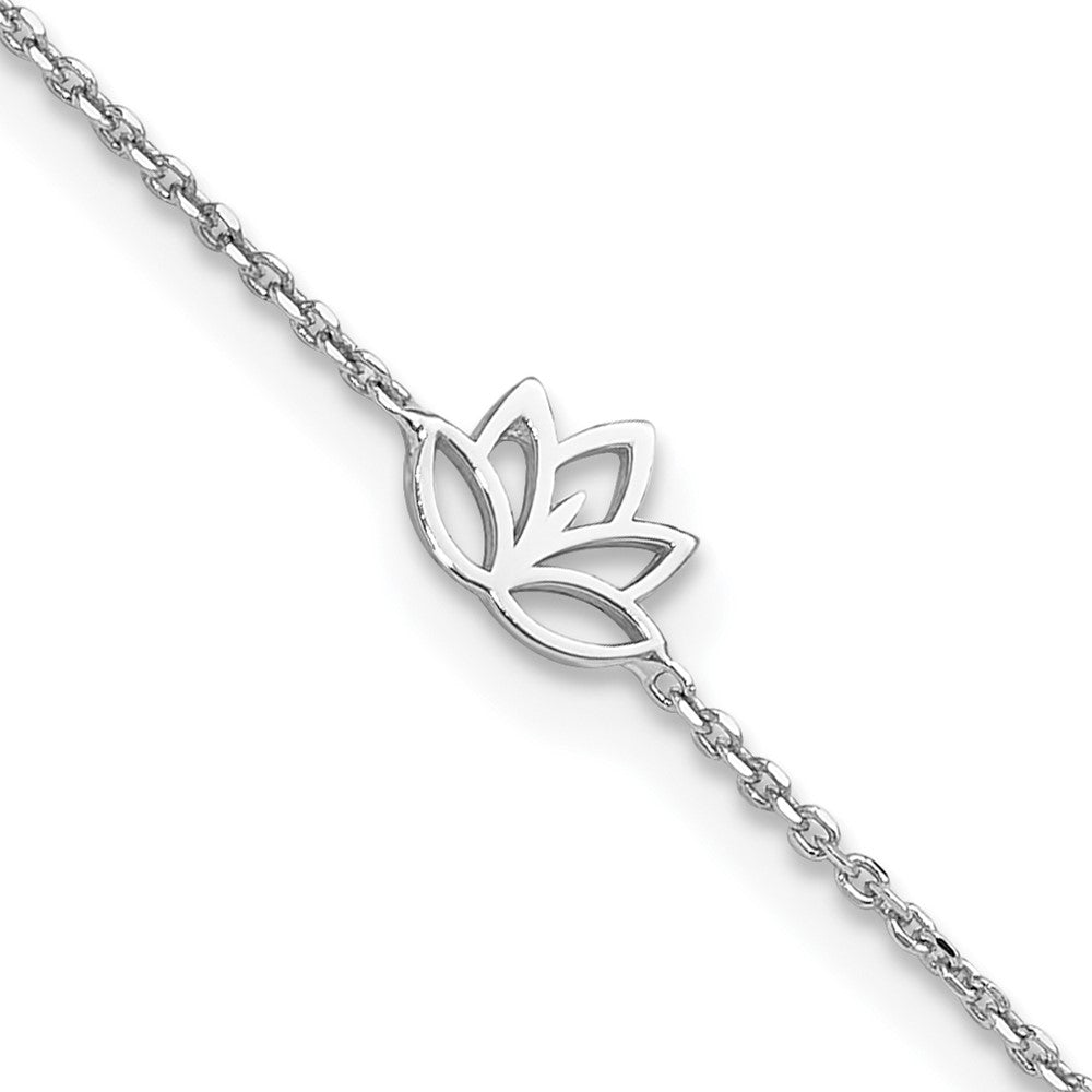 Sterlingsilber Rhodiniert Louts Blume 9 Zoll Plus 1 Zoll Verlängerung. Fußkettchen