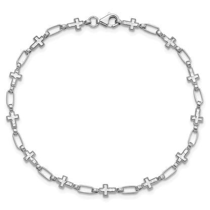 Sterlingsilber Rhodiniert Kreuz 7.5 Zoll Armband