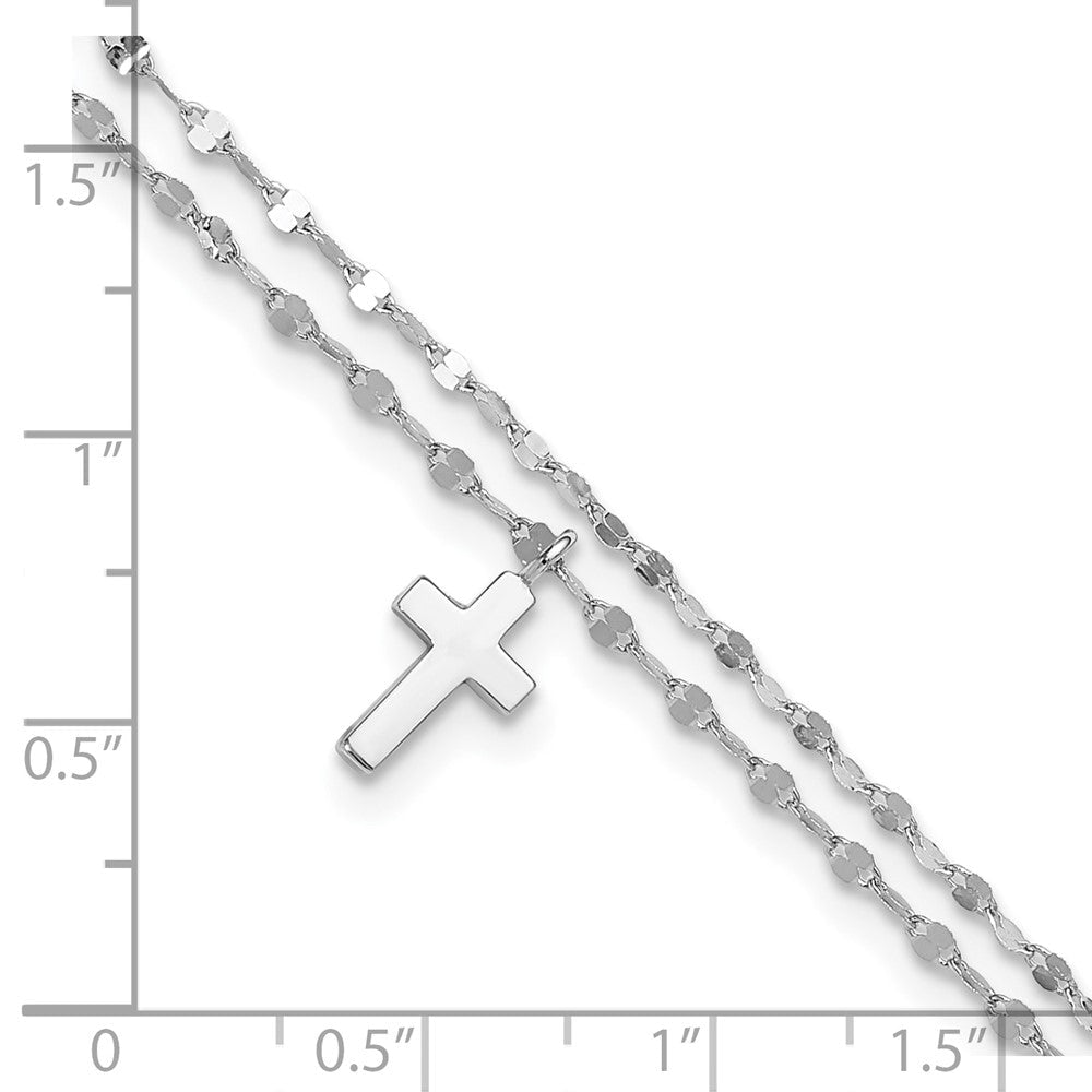 Sterlingsilber Rhodiniert 2-strand Kreuz 8.75 Zoll Plus 2 Zoll Verlängerung Armband