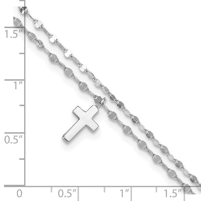Sterlingsilber Rhodiniert 2-strand Kreuz 8.75 Zoll Plus 2 Zoll Verlängerung Armband