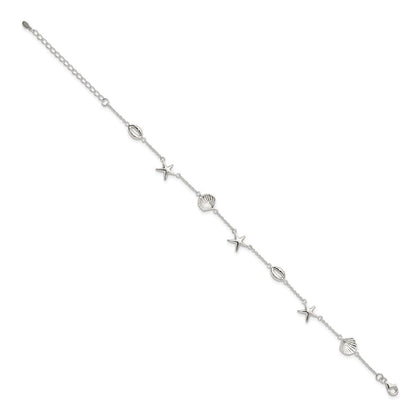 Sterlingsilber Poliert Meer Leben 8.5 Zoll Plus 2 Zoll Verlängerung. Armband