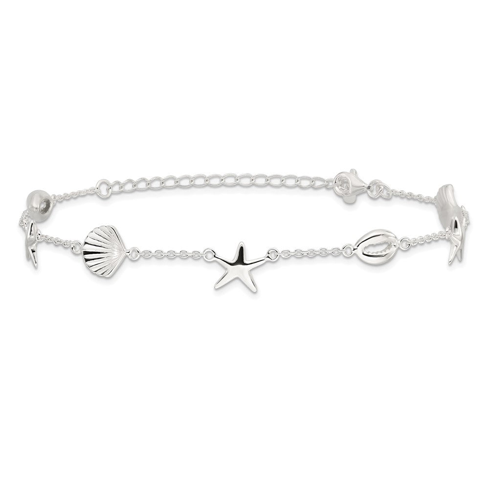 Sterlingsilber Poliert Meer Leben 8.5 Zoll Plus 2 Zoll Verlängerung. Armband