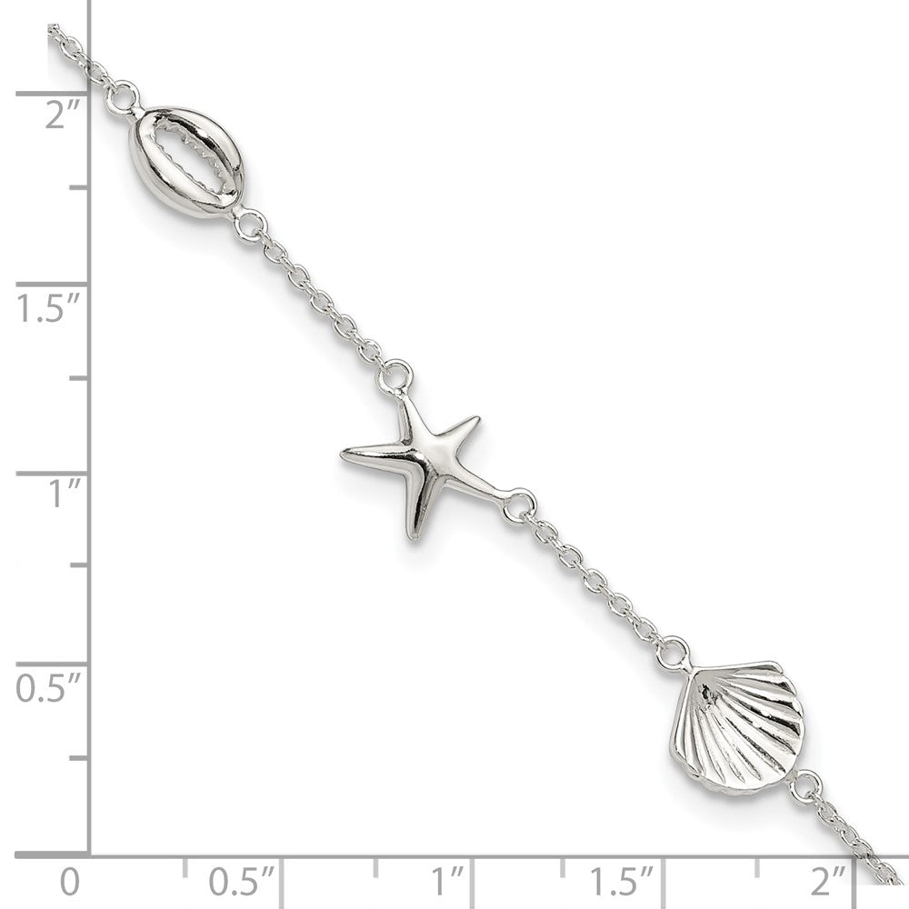 Sterlingsilber Poliert Meer Leben 8.5 Zoll Plus 2 Zoll Verlängerung. Armband