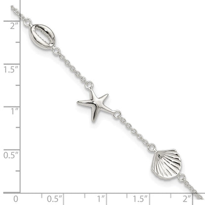 Sterlingsilber Poliert Meer Leben 8.5 Zoll Plus 2 Zoll Verlängerung. Armband