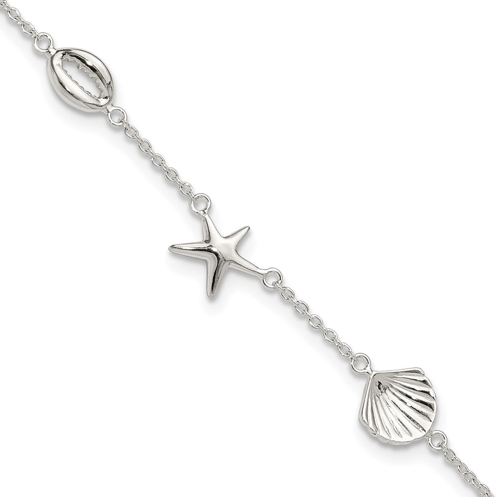 Sterlingsilber Poliert Meer Leben 8.5 Zoll Plus 2 Zoll Verlängerung. Armband