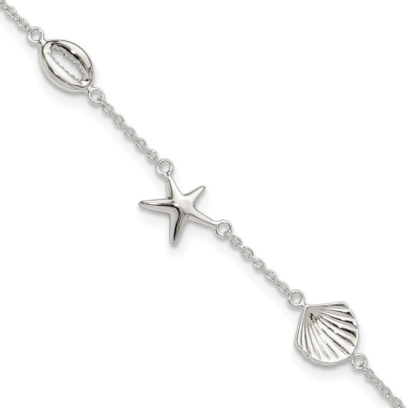 Sterlingsilber Poliert Meer Leben 8.5 Zoll Plus 2 Zoll Verlängerung. Armband