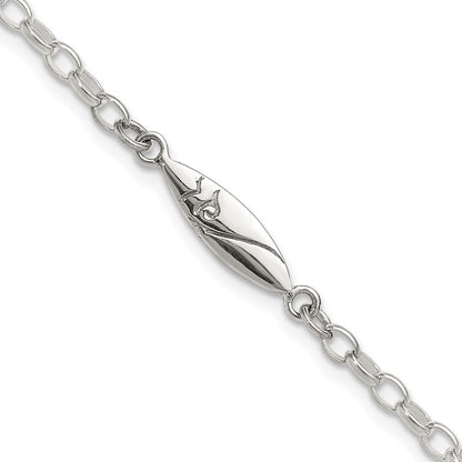 Sterlingsilber Antikisiert Poliert Geätzt Surf Board 7.25 Zoll Glieder Armband