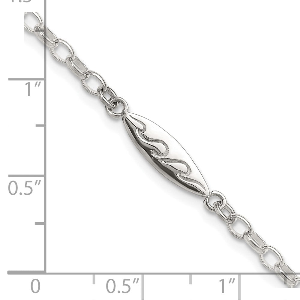 Sterlingsilber Antikisiert Poliert Geätzt Waves Surf Board Armband