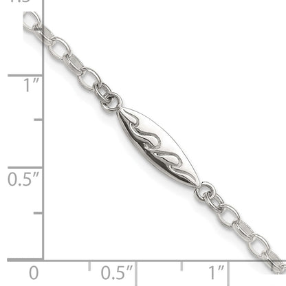 Sterlingsilber Antikisiert Poliert Geätzt Waves Surf Board Armband