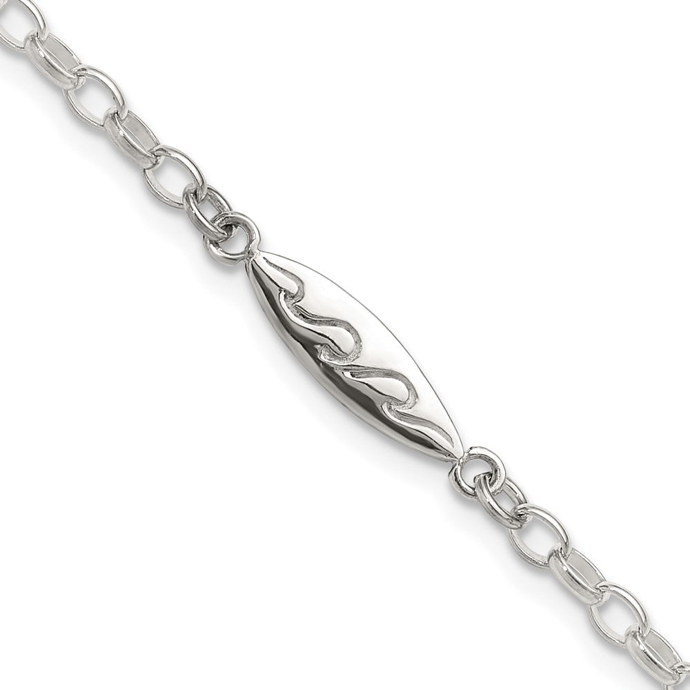 Sterlingsilber Antikisiert Poliert Geätzt Waves Surf Board Armband