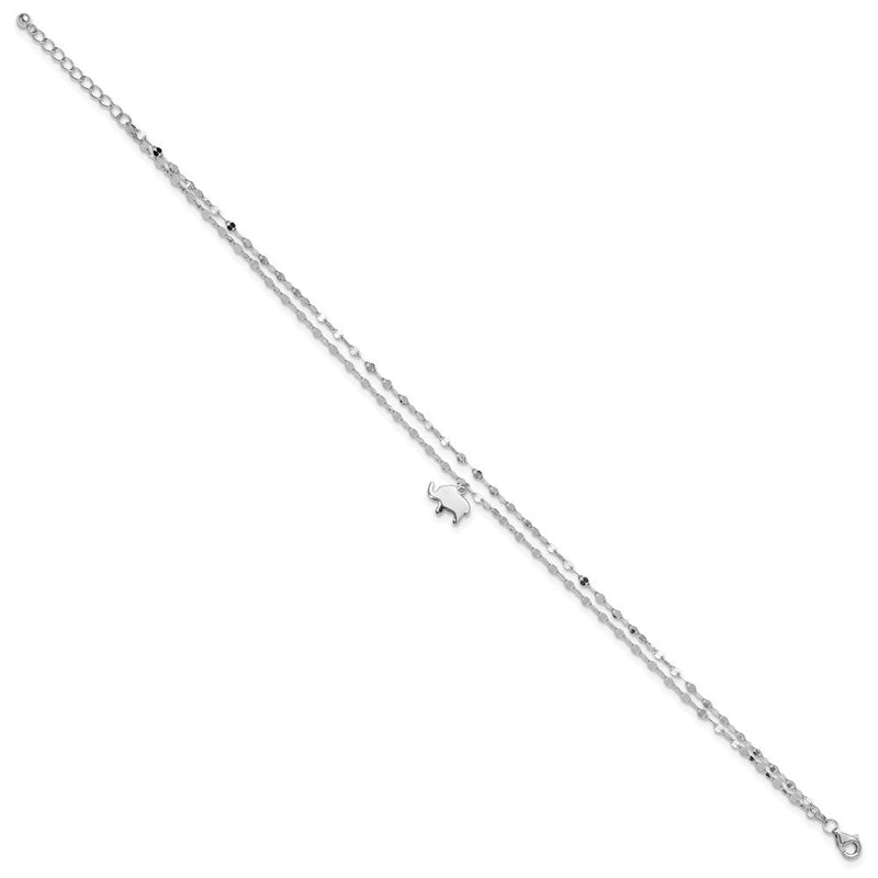 Sterlingsilber Rhodiniert 2-strand Elefant 8.75 Zoll Plus 1 Zoll Verlängerung Armband