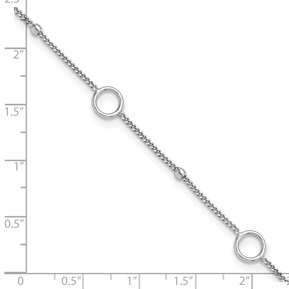 Sterlingsilber Rhodiniert Rings und Perlen 9 Zoll Plus 1 Zoll Verlängerung Fußkettchen