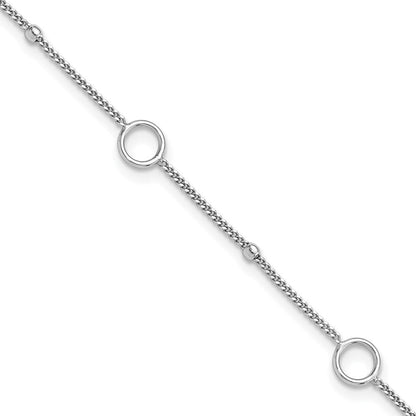 Sterlingsilber Rhodiniert Rings und Perlen 9 Zoll Plus 1 Zoll Verlängerung Fußkettchen