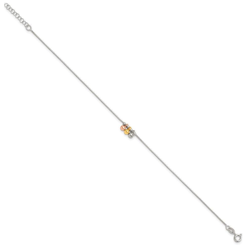 Sterlingsilber mit Rose und Goldfarben Hängend Perlen 9 Zoll Plus 1 Zoll Verlängerung Ankle