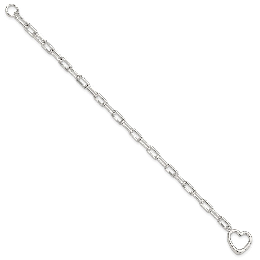 Sterlingsilber Offen Glieder 7.25 Zoll Herz Verschluss Armband